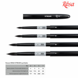 Пензлик для малювання Rosa Синтетика кругла, TRAVEL BRUSH, STREAM 158, № 2 (4823098530084)