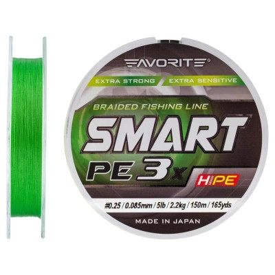Шнур Favorite Smart PE 3x 150м 0.25/0.085mm 5lb/2.2kg Light Green (1693.10.62)