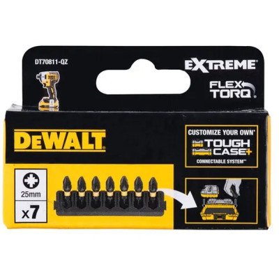 Набір біт DeWALT в касеті для Tough Case, FlexTorq, L = 25 мм, Pz2, 7 шт (DT70811)