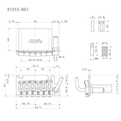 Бридж для гітари Gotoh 510TS-BS1 C