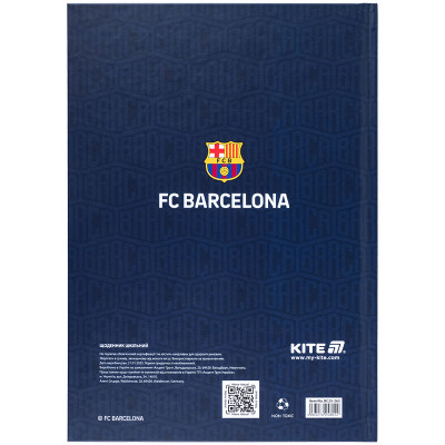 Щоденник шкільний Kite FC Barcelona, тверда обкладинка (BC25-262)