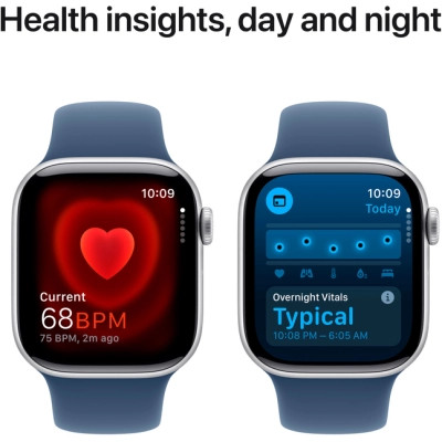 Смарт-годинник Apple Watch Series 10 GPS 42mm Silver Aluminium Case with Denim Sport Band - S/M (MWWA3QH/A)