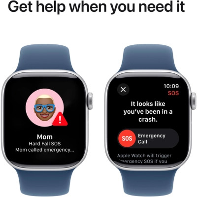 Смарт-годинник Apple Watch Series 10 GPS 42mm Silver Aluminium Case with Denim Sport Band - S/M (MWWA3QH/A)