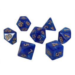 Набір кубиків для настільних ігор Games 7 Days Pearl 7 Dice Set - Blue (w-gold) (g7dpearl11)