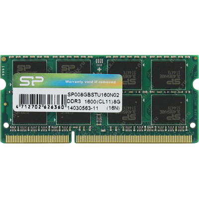 Модуль пам&#039;яті для ноутбука SoDIMM DDR3 8GB 1600 MHz Silicon Power (SP008GBSTU160N02)