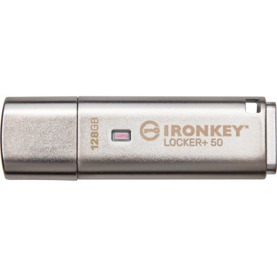 USB флеш накопичувач Kingston 128GB IronKey Locker Plus 50 AES Encrypted USB 3.2 (IKLP50/128GB)