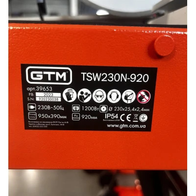 Плиткоріз GTM TSW230N-920 220В/1200Вт довжина різу 920мм, круг 230*25,4мм (TSW230N-920GTM)