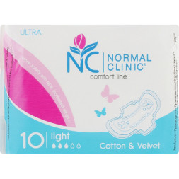 Гігієнічні прокладки Normal Clinic Ultra Cotton &amp; Velvet Light 10 шт. (3800213302864)