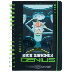 Блокнот Kite на спіралі A5 Rick and Morty , 80 аркушів, клітинка (RM24-190)