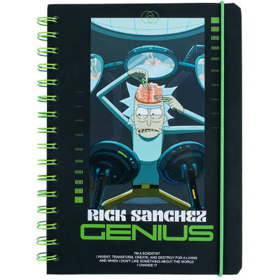Блокнот Kite на спіралі A5 Rick and Morty , 80 аркушів, клітинка (RM24-190)