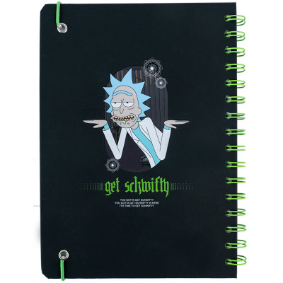 Блокнот Kite на спіралі A5 Rick and Morty , 80 аркушів, клітинка (RM24-190)