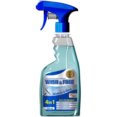 Засіб для миття скла Wash&amp;Free спрей 500 мл (4260637721273)