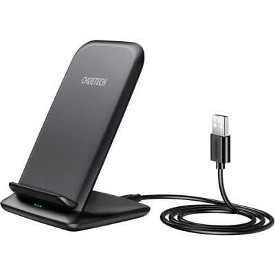 Зарядний пристрій Choetech 15W Fast Wireless Charging Stand 2coils black (T555-F-BK)