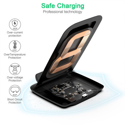 Зарядний пристрій Choetech 15W Fast Wireless Charging Stand 2coils black (T555-F-BK)