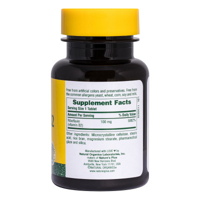Вітамін Natures Plus Рибофлавін, B-2, Nature&#039;s Plus, 100 мг, 90 таблеток (NTP1630)