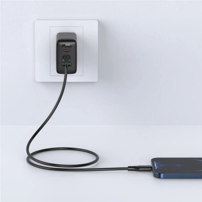 Дата кабель USB-C to Lightning 1.2m 3.0A TPE C3-01 Black Acefast (6974316280804)