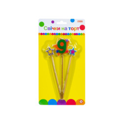 Свічка Maxi Stars &quot;9&quot; висотою 4,5 см, 3 шт. (MX620080-9)