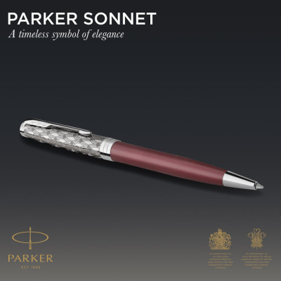 Ручка кулькова Parker SONNET 17 Metal &amp; Red Lacquer CT BP (68 332)