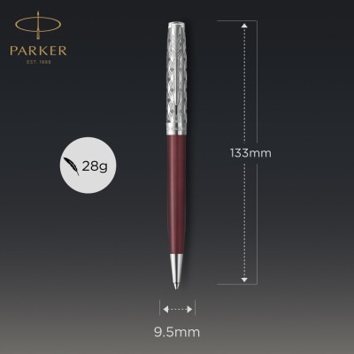 Ручка кулькова Parker SONNET 17 Metal &amp; Red Lacquer CT BP (68 332)