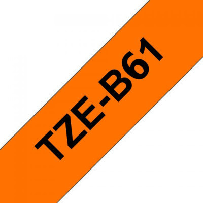 Стрічка для принтера етикеток UKRMARK B-Fc-TB61P-BK/OR, аналог TZeB61, флуорисцентна, 36мм х 8м, black on orange (900539)