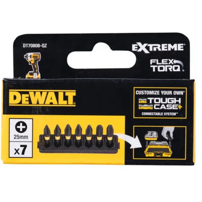 Набір біт DeWALT в касеті для Tough Case, FlexTorq, L 25 мм, Рh1 2 шт, Рh2 3 шт, Рh3 2шт (DT70808)