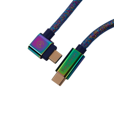 Дата кабель USB-C + USB A to USB-C 1.08m Premium Coiled Aviator blue Keychron (CAB8_KEYCHRON)