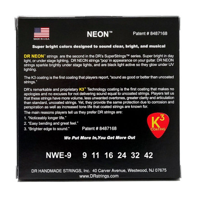 Струни для гітари DR Strings NEON White Electric - Light (09-42) (NWE-9)