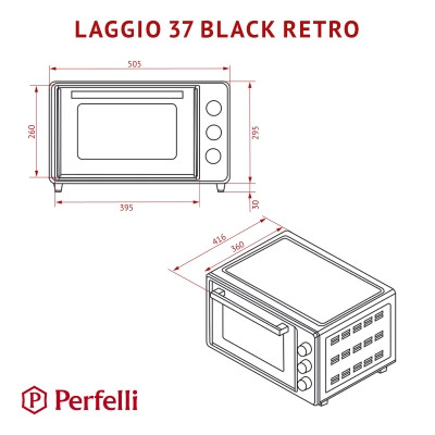 Електропіч Perfelli LAGGIO 37 BLACK RETRO