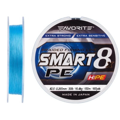 Шнур Favorite Smart PE 8x 150м 2.5/0.265mm 30lb/16.4kg Sky Blue (1693.10.77)