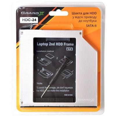 Фрейм-перехідник Grand-X HDD 2.5&#039;&#039; to notebook 9.5 mm ODD SATA/mSATA (HDC-24N)