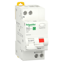 Диференціальний автоматичний вимикач Schneider Electric RESI9 6kA 1P+N 20A C 30mA (R9D25620)