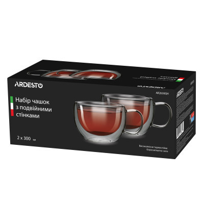 Набір чашок Ardesto 300 мл H 7,5 см 2 шт (AR2630GH)