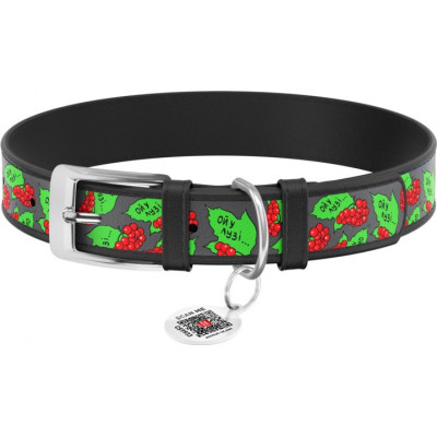 Нашийник для тварин WAUDOG Design з QR паспортом &quot;Калина&quot; L Ш 25 мм Д 38-49 см (чорний) (3605-0228-01)