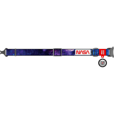 Нашийник для тварин WAUDOG Nylon з QR паспортом &quot;NASA21&quot; металева пряжка-фастекс XS (4505-0148)
