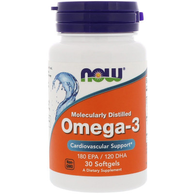 Жирні кислоти Now Foods Риб&#039;ячий Жир, Омега-3, Omega-3, 1000 мг, 30 гелевих капсул (NOW-01649)