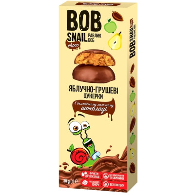Цукерка Bob Snail Равлик Боб Яблуко-Груша в молочному шоколаді 30 г (4820219341611)
