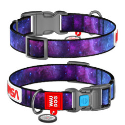 Нашийник для тварин WAUDOG Nylon з QR-паспортом &quot;NASA21&quot; пластиковий фастекс XL (4504-0148)
