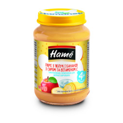 Дитяче пюре Hame яблуко і банан з сиром, 190 г (8595139780531)