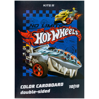 Кольоровий картон Kite А4 двосторонній Hot Wheels 10 аркушів (HW24-255)