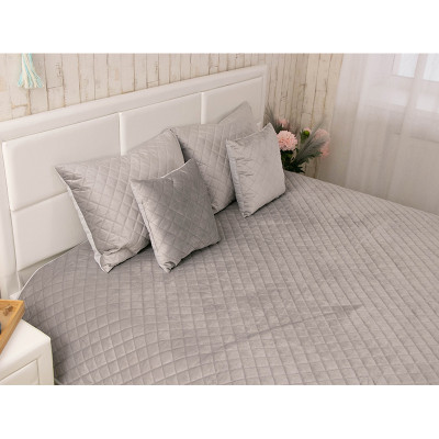 Покривало Руно двостороннє декоративне Velour Grey ромб 220х240 см (330.55_Grey ромб)