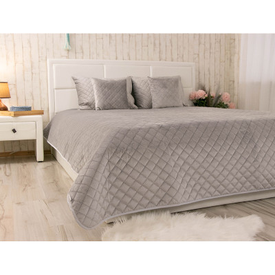 Покривало Руно двостороннє декоративне Velour Grey ромб 220х240 см (330.55_Grey ромб)