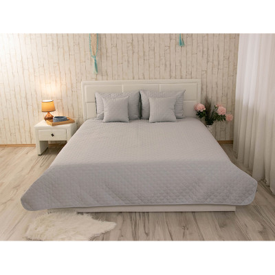 Покривало Руно двостороннє декоративне Velour Grey ромб 220х240 см (330.55_Grey ромб)