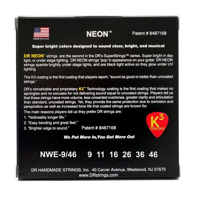 Струни для гітари DR Strings NEON White Electric - Light Heavy (09-46) (NWE-9/46)