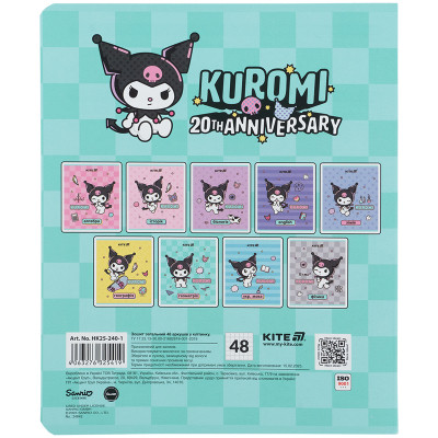 Зошит Kite предметний Kuromi 48 аркуші, клітинка, геометрія (HK25-240-1)