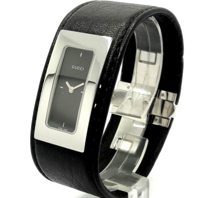 Наручний годинник Gucci 7800SR 07835 steel, black dial, black leather
