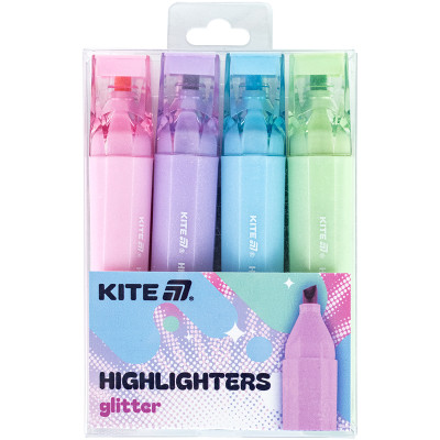 Набір маркерів Kite Highlighter Creative Glitter, набір з 4-х кольорів (K24-1146-4)