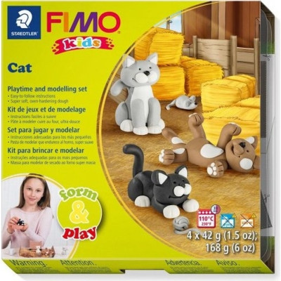 Набір для творчості Fimo Kids Котики 4 кольорих 42 г (4007817032596)