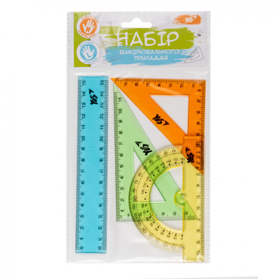Лінійка Yes набір кольоровий 4 предмета лінійка 15 см (370264)