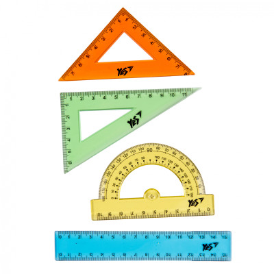 Лінійка Yes набір кольоровий 4 предмета лінійка 15 см (370264)
