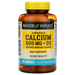 Вітамінно-мінеральний комплекс Mason Natural Кальцій D3, смак кави та мокко, Calcium + D3, 100 жувальних таб (MAV-14031)